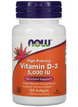 NOW Vitamin D-3 5000 120 гел.капс