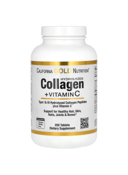  California Gold Hydrolyzed Collagen Peptides+Vitamin C Type 1&3 Type 