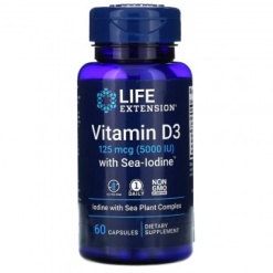 Life Extension Vitamin D3 with Sea-Iodine 5000 МЕ, 60 капсул